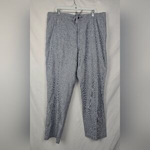Cubavera Comfy Linen Beachy Pinstriped Gray Preppy Pants sz XL (40-42)
